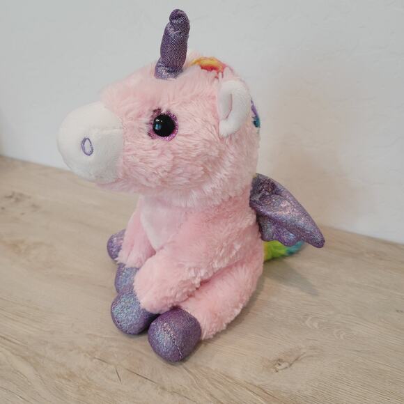 Anico Intl Unicorn Plush Stuffed Animal Pink Purple Glitter Hooves Eyes 10" - Picture 2 of 12